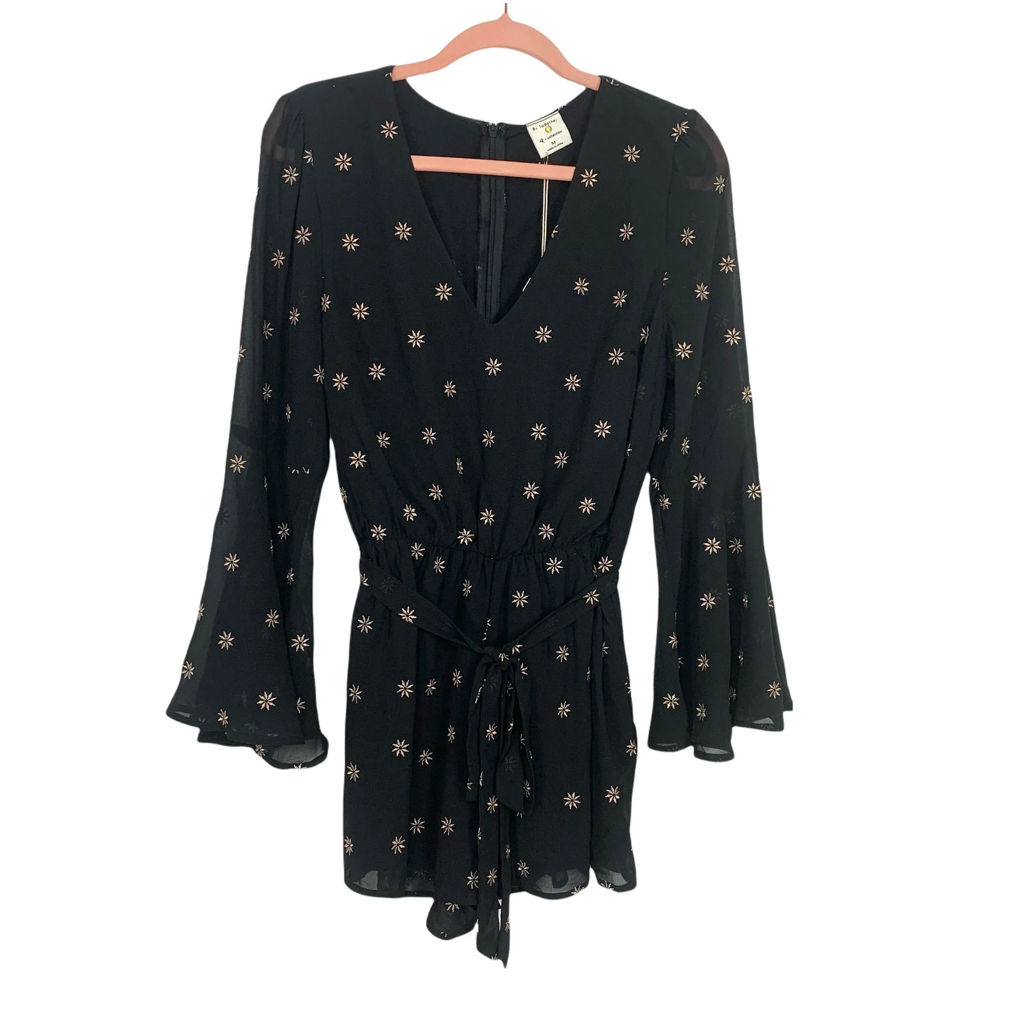 By Together Black/Gold Flower Romper NWT- Size M