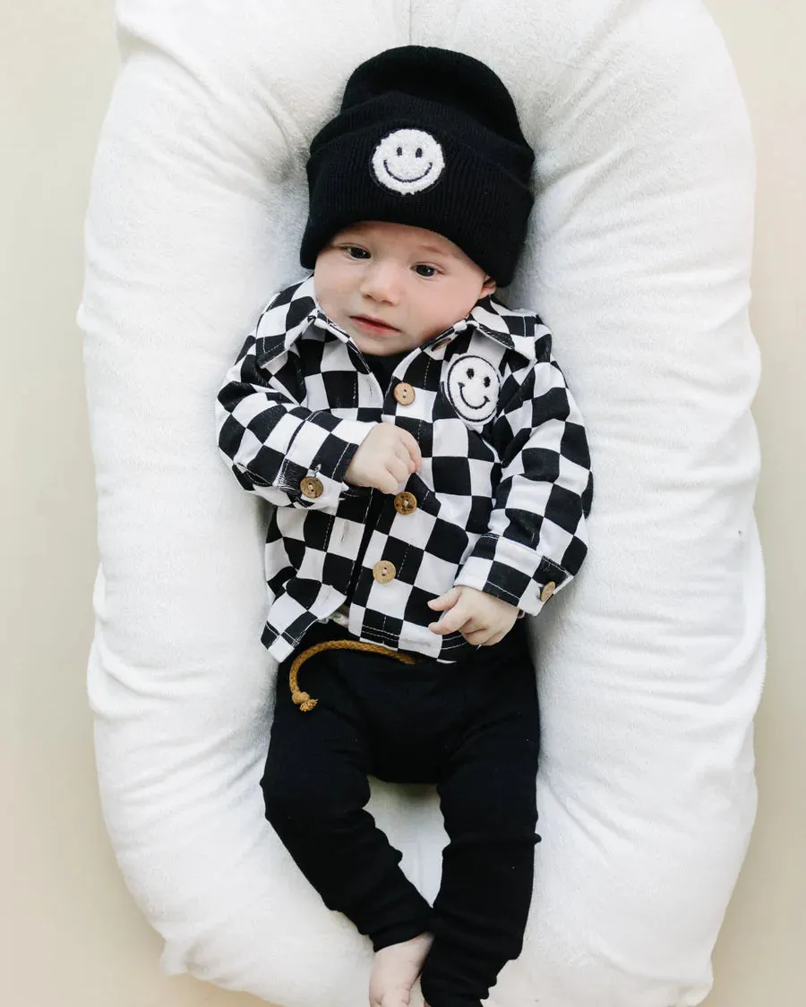 LPK Cotton Shacket - Smiley Checkered Black
